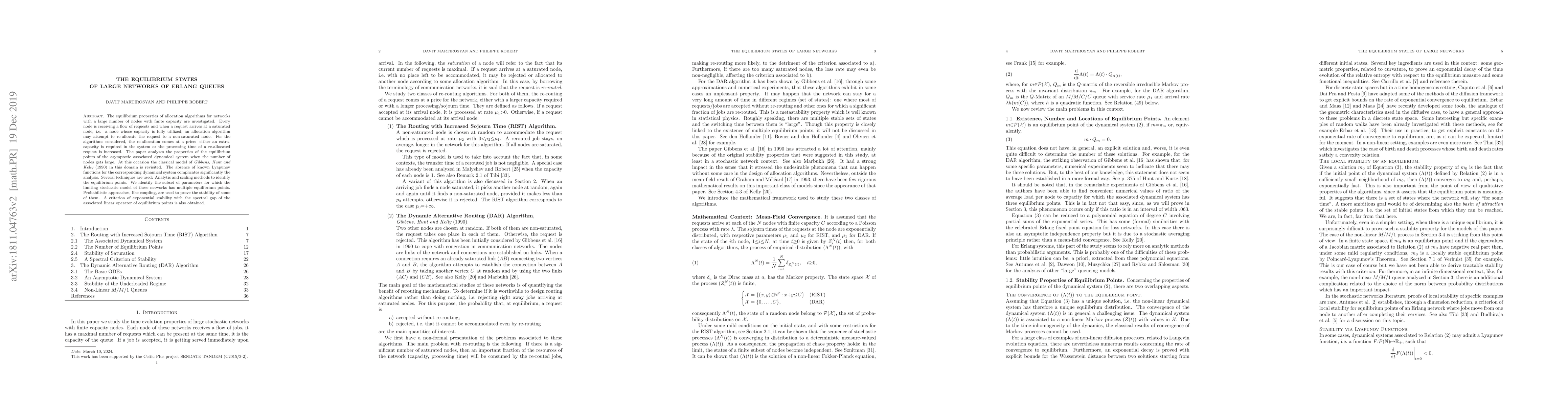 Thumbnail for The Equilibrium States of Large Networks of Erlang Queues