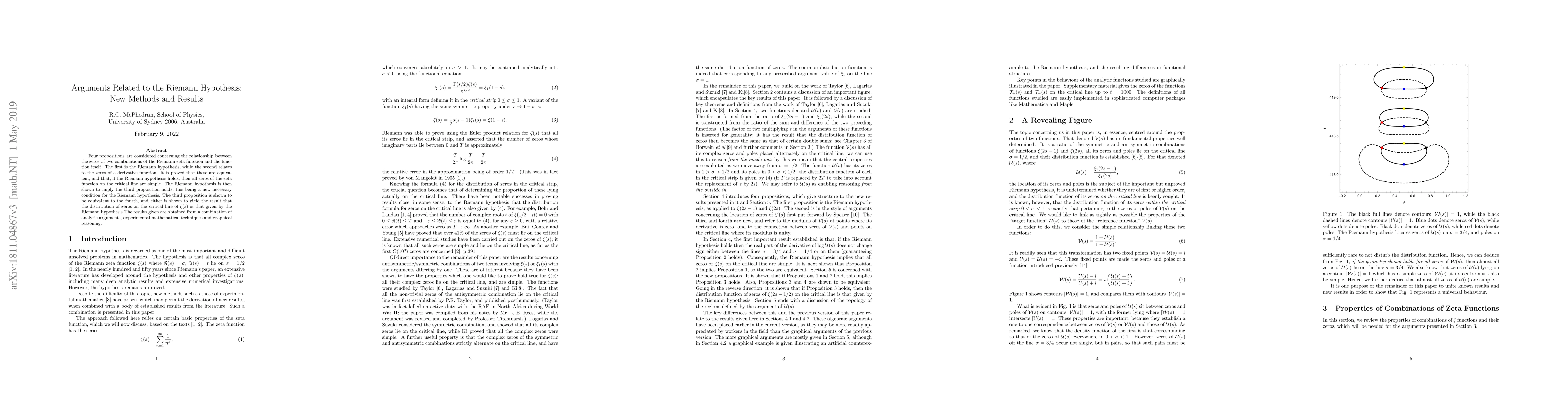 Thumbnail for Arguments Related to the Riemann Hypothesis: New Methods and Results