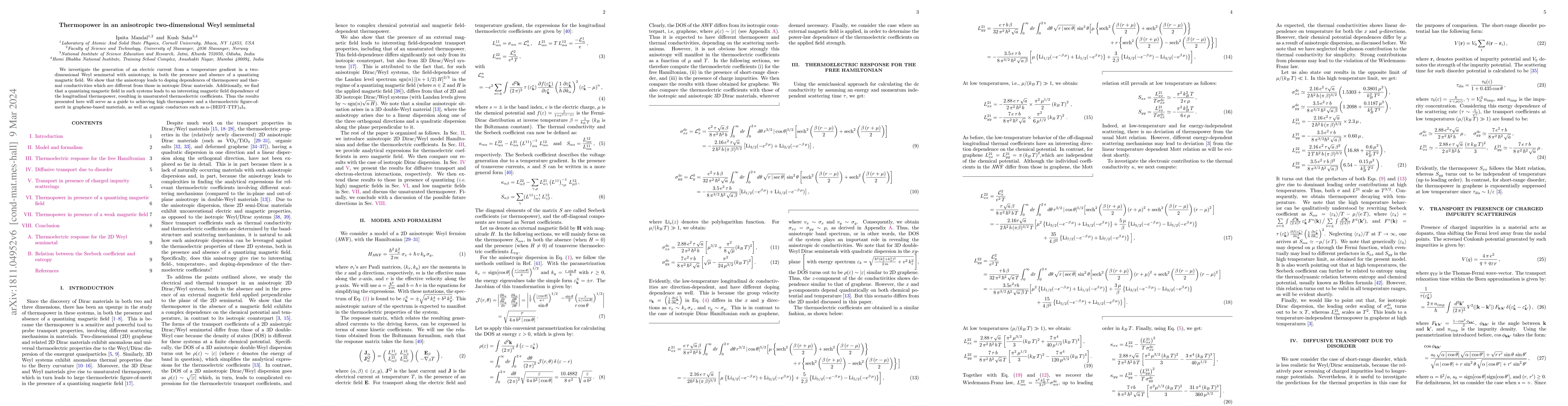 Thumbnail for Thermopower in an anisotropic two-dimensional Weyl semimetal