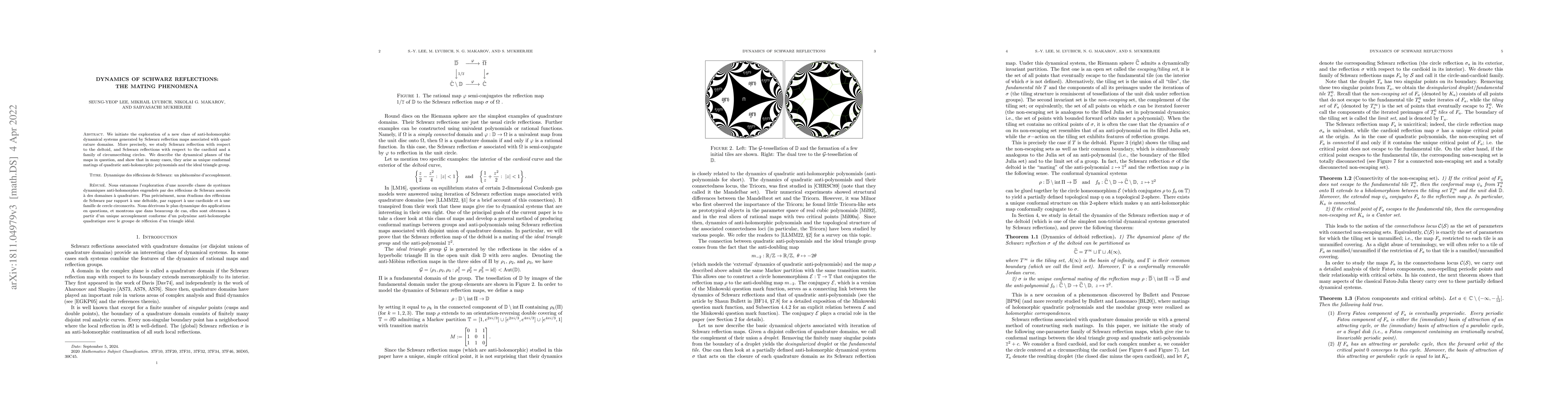 Thumbnail for Dynamics of Schwarz reflections: the mating phenomena
