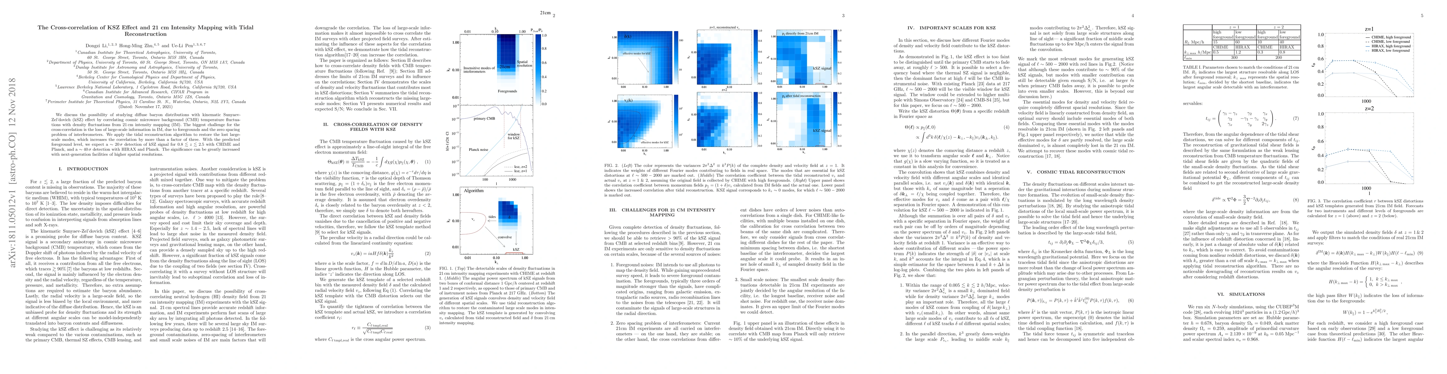 Thumbnail for The Cross-correlation of KSZ Effect and 21 cm Intensity Mapping with
  Tidal Reconstruction