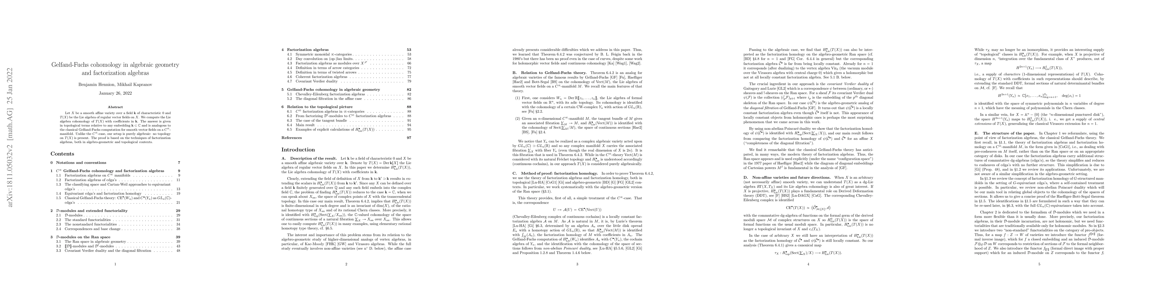 Thumbnail for Gelfand-Fuchs cohomology in algebraic geometry and factorization
  algebras