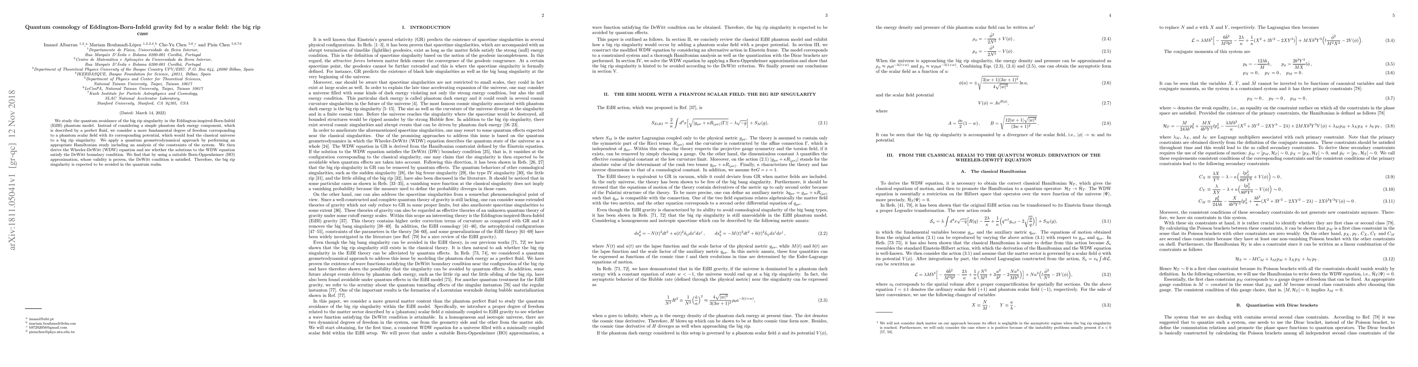 Thumbnail for Quantum cosmology of Eddington-Born-Infeld gravity fed by a scalar
  field: the big rip case