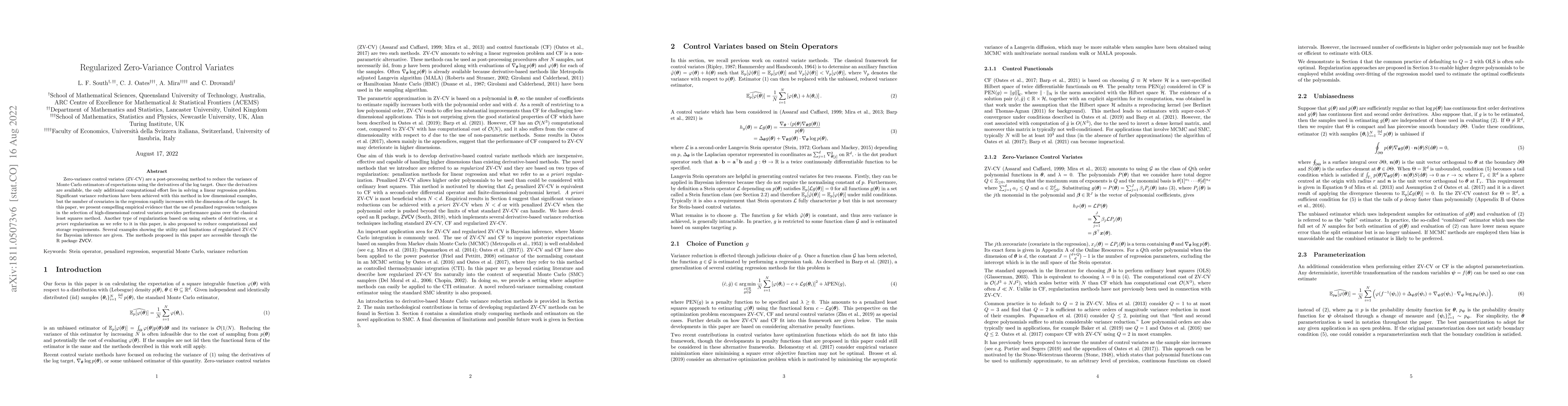 Thumbnail for Regularized Zero-Variance Control Variates