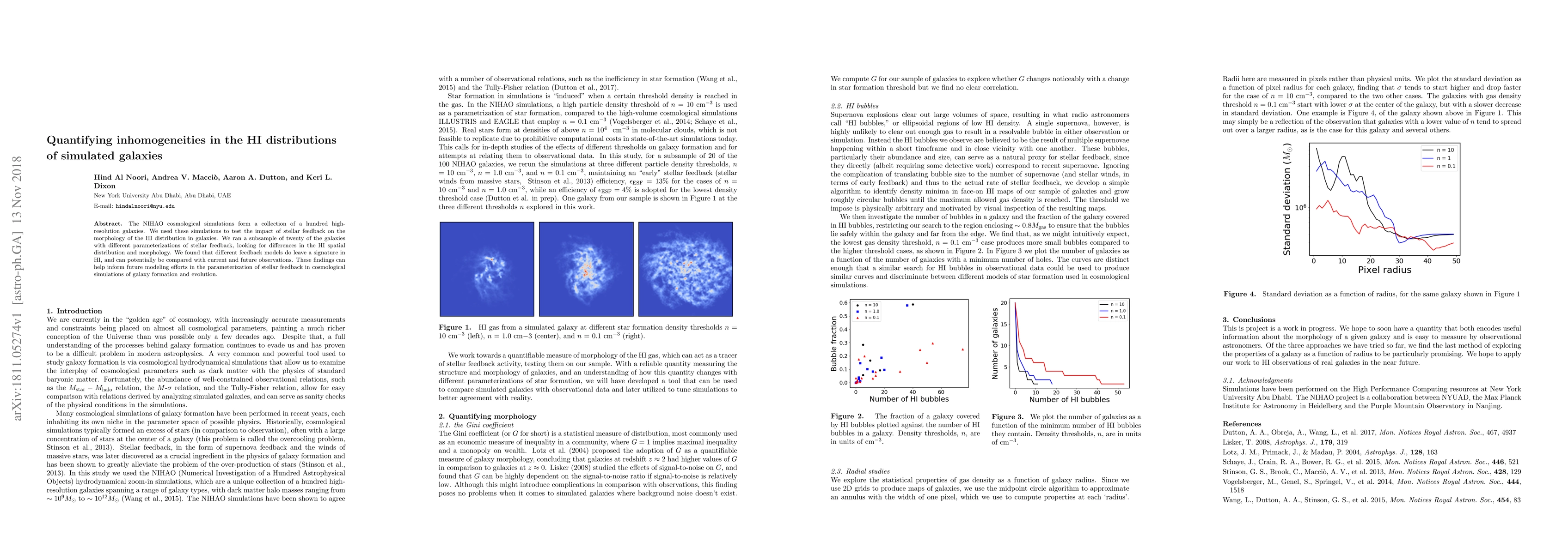 Thumbnail for Quantifying inhomogeneities in the HI distributions of simulated
  galaxies