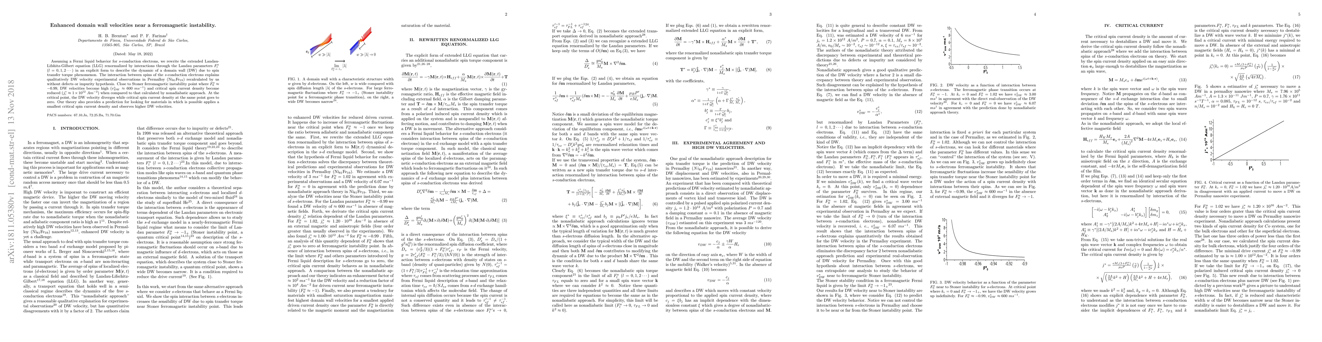 Thumbnail for Enhanced domain wall velocity near a ferromagnetic instability