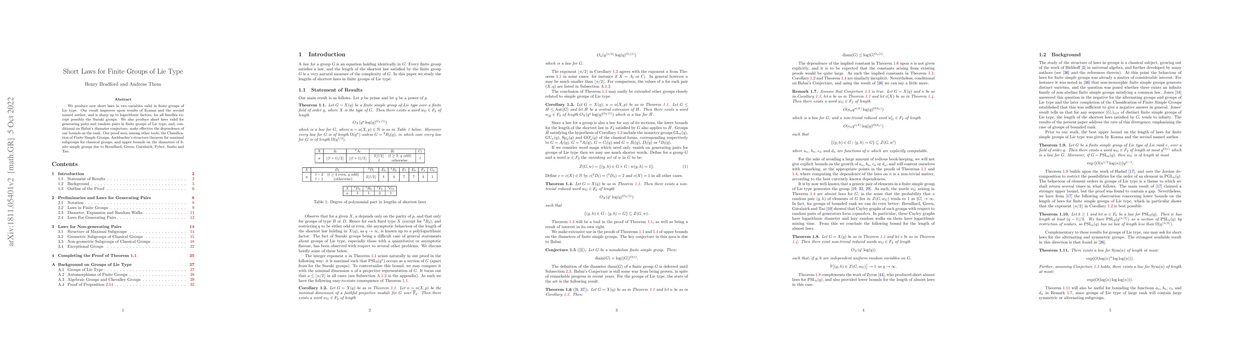 Thumbnail for Short Laws for Finite Groups of Lie Type