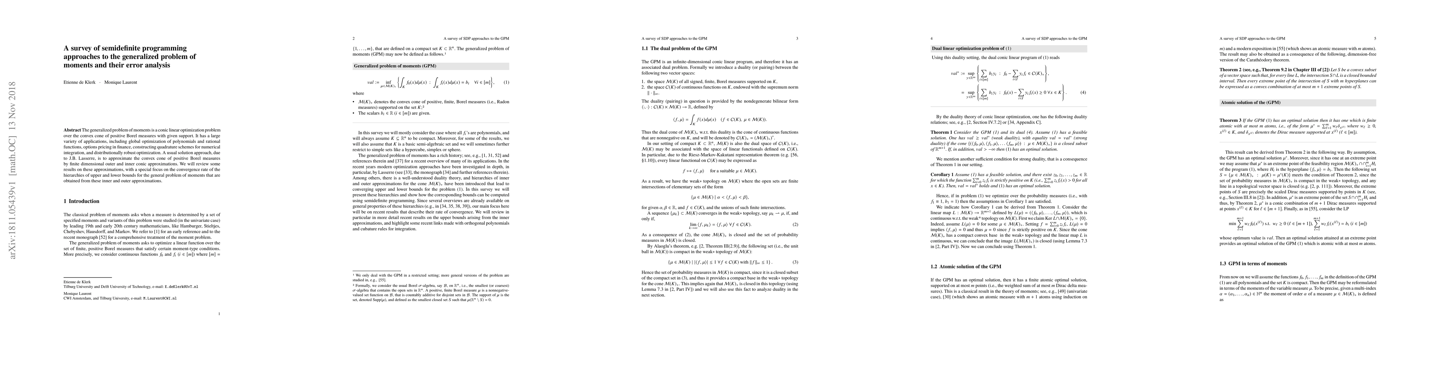 Thumbnail for A survey of semidefinite programming approaches to the generalized
  problem of moments and their error analysis