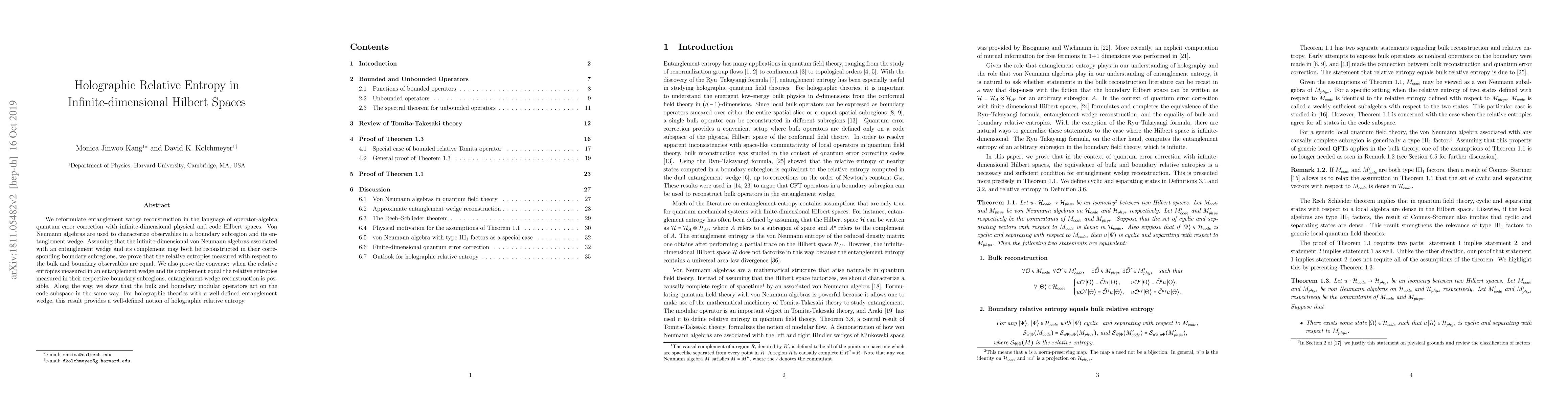 Thumbnail for Holographic Relative Entropy in Infinite-dimensional Hilbert Spaces