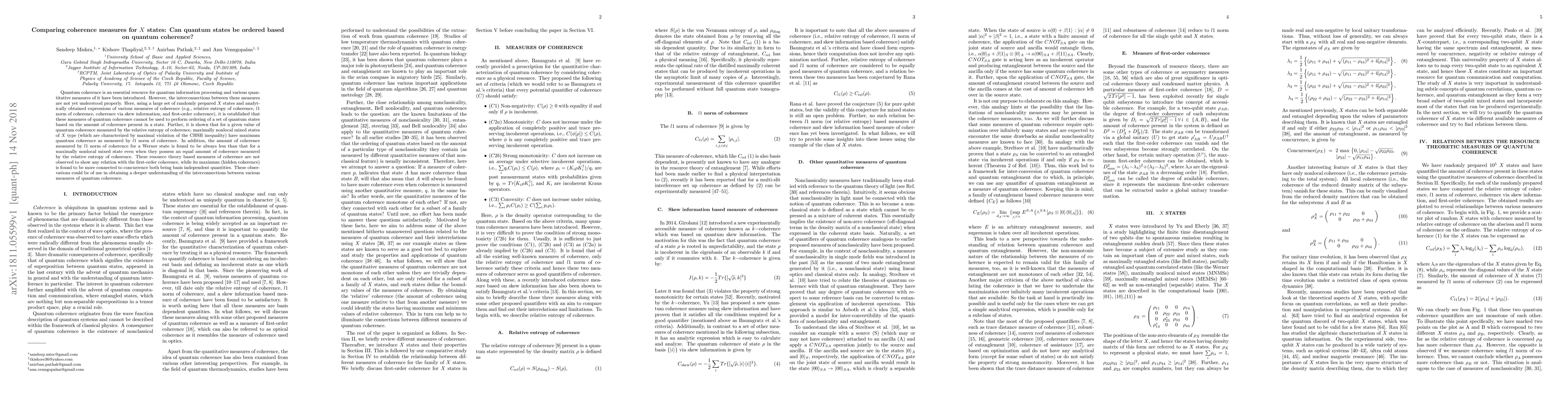 Thumbnail for Comparing coherence measures for X states: Can quantum states be ordered
  based on quantum coherence?