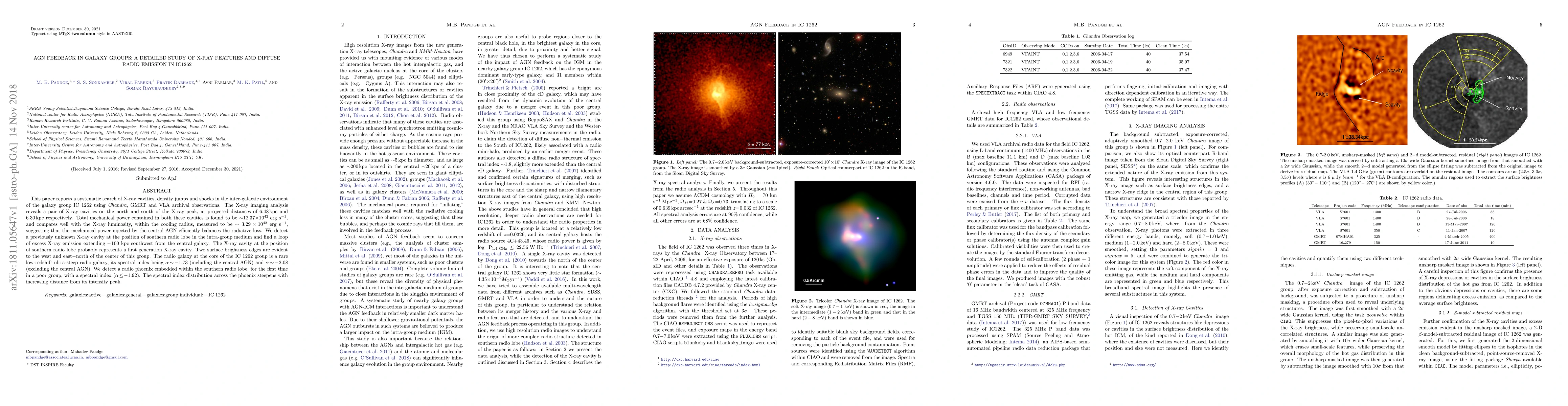 Thumbnail for AGN Feedback in galaxy groups: a detailed study of X-ray features and
  diffuse radio emission in IC1262