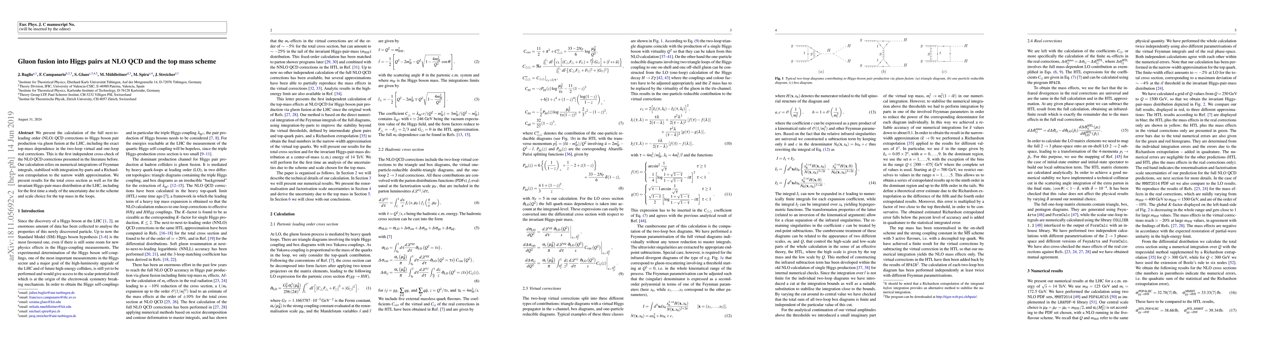 Thumbnail for Gluon fusion into Higgs pairs at NLO QCD and the top mass scheme