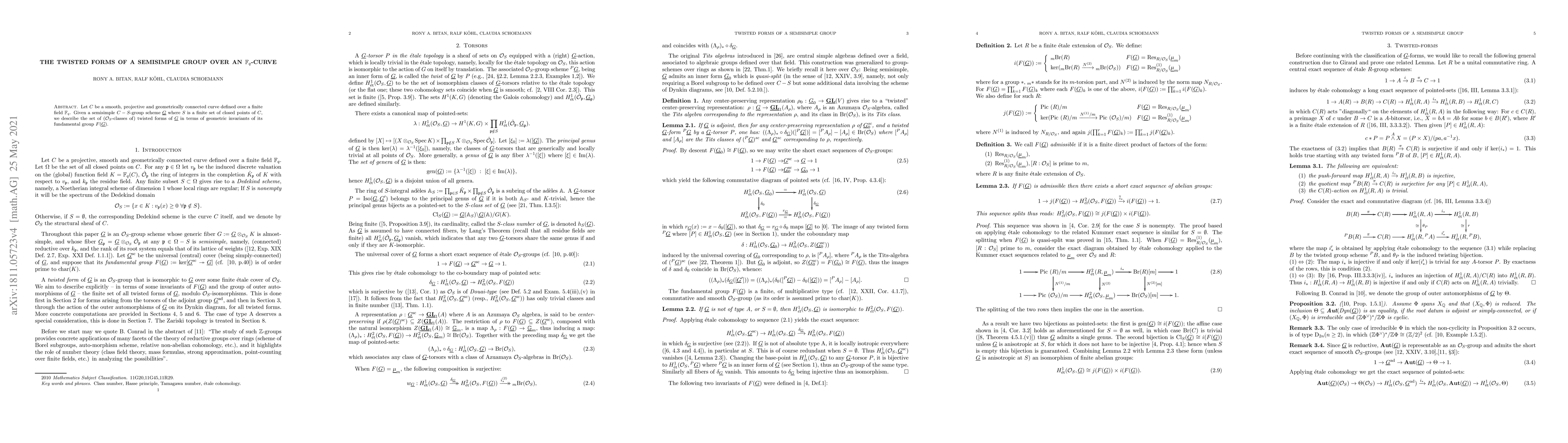 Thumbnail for The twisted forms of a semisimple group over an $\mathbb{F}_q$-curve
