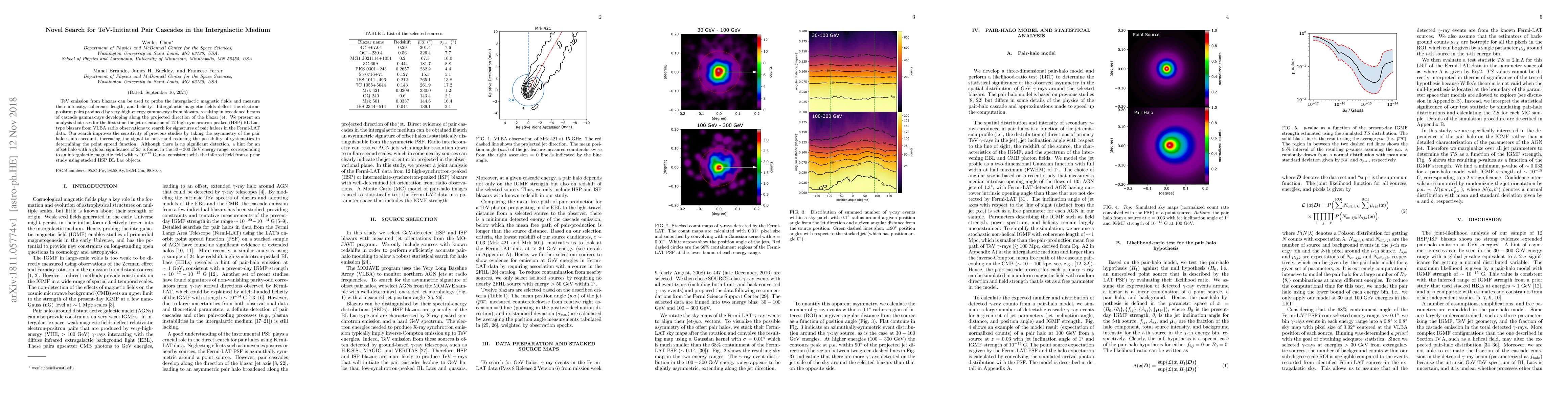 Thumbnail for Novel Search for TeV-Initiated Pair Cascades in the Intergalactic Medium