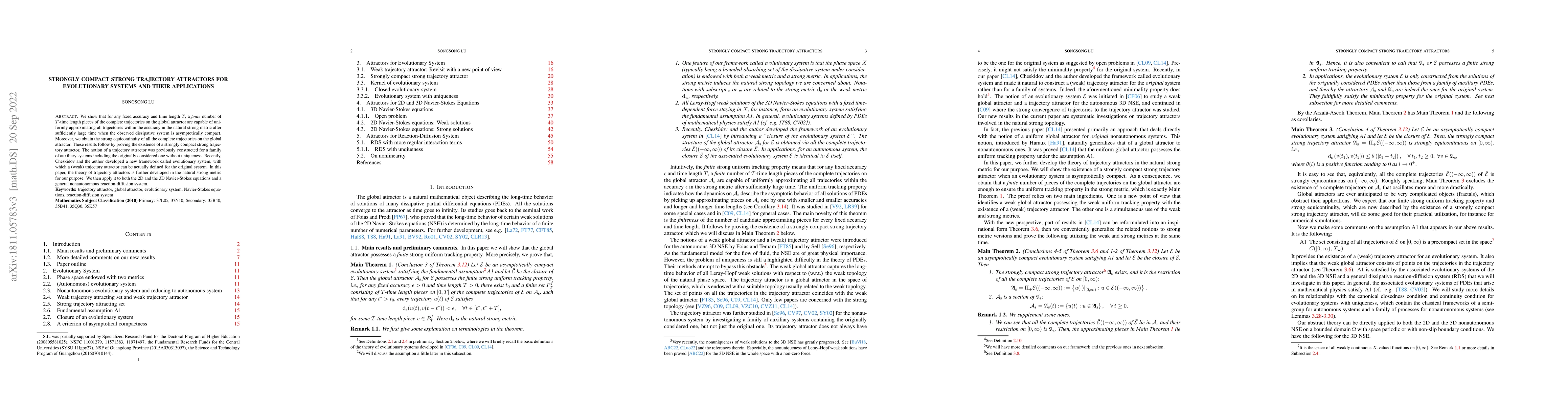 Thumbnail for Strongly Compact Strong Trajectory Attractors for Evolutionary Systems
  and their Applications