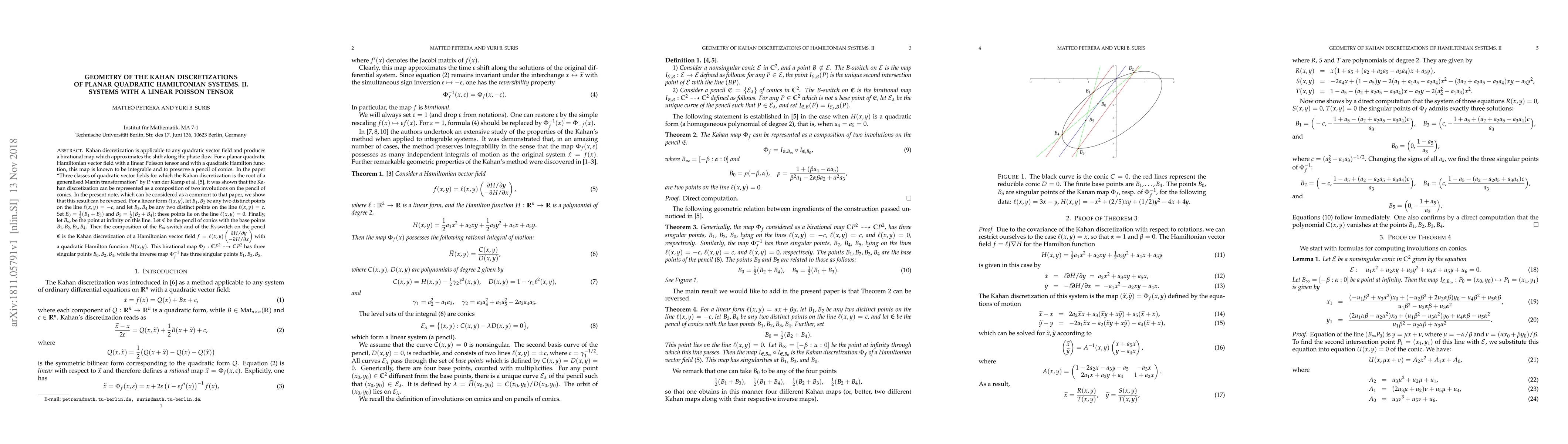 Thumbnail for Geometry of the Kahan discretizations of planar quadratic Hamiltonian
  systems. II. Systems with a linear Poisson tensor