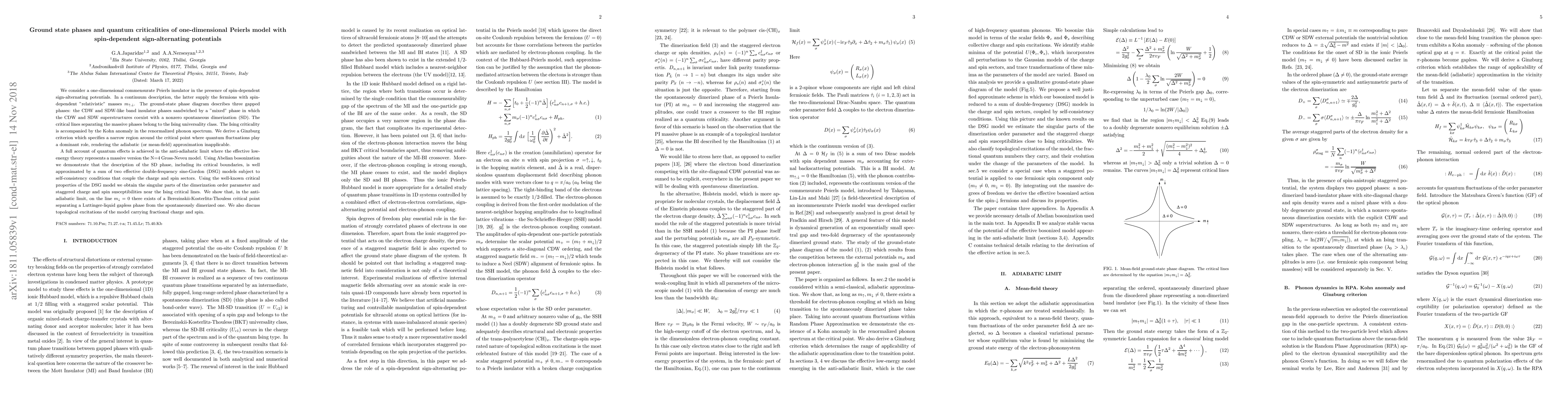 Thumbnail for Ground state phases and quantum criticalities of one-dimensional Peierls
  model with spin-dependent sign-alternating potentials