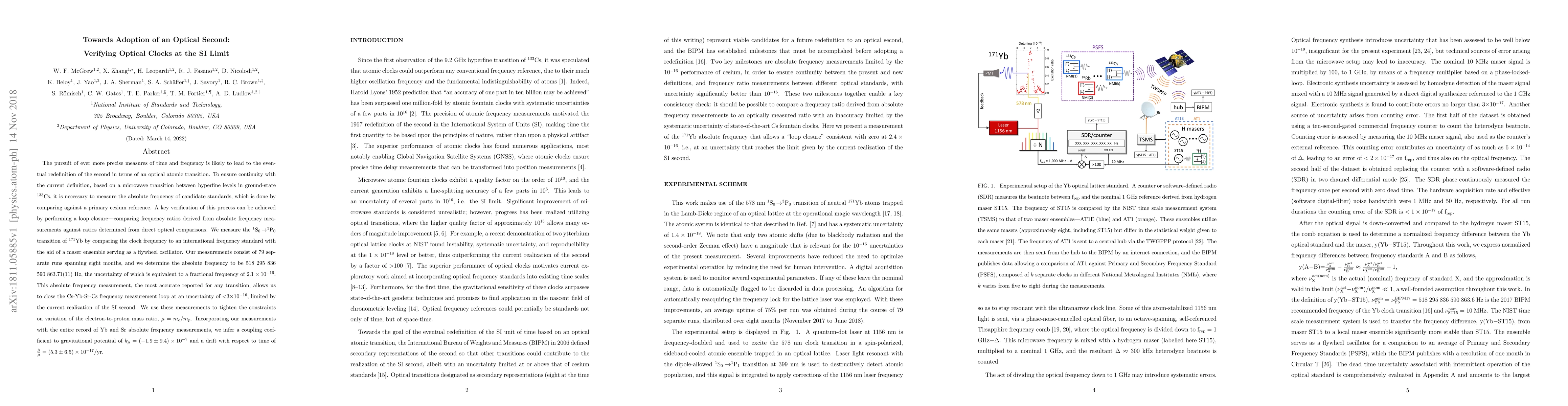 Thumbnail for Towards Adoption of an Optical Second: Verifying Optical Clocks at the
  SI Limit