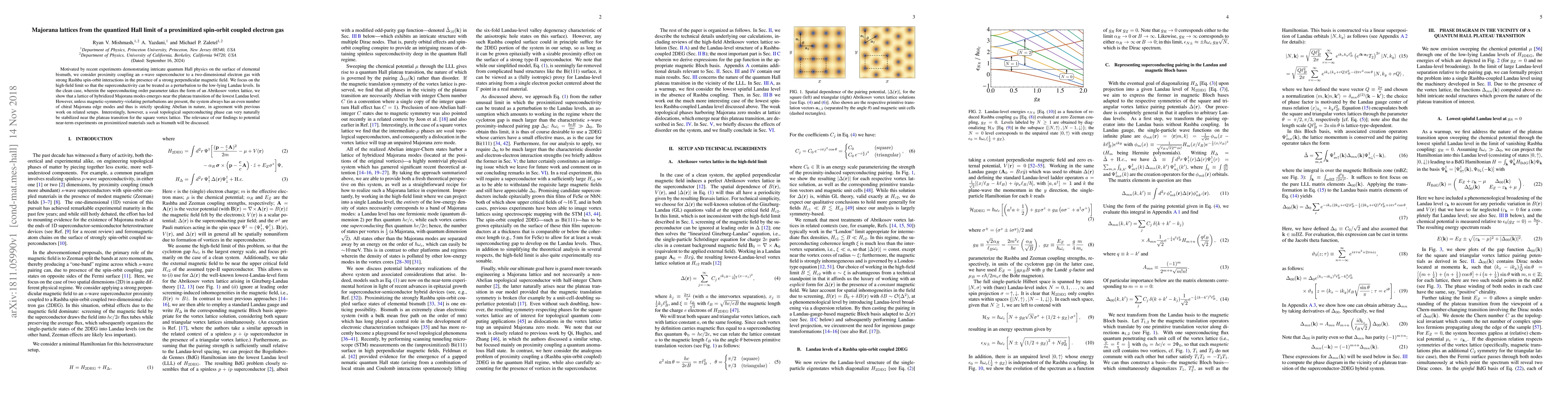 Thumbnail for Majorana lattices from the quantized Hall limit of a proximitized
  spin-orbit coupled electron gas