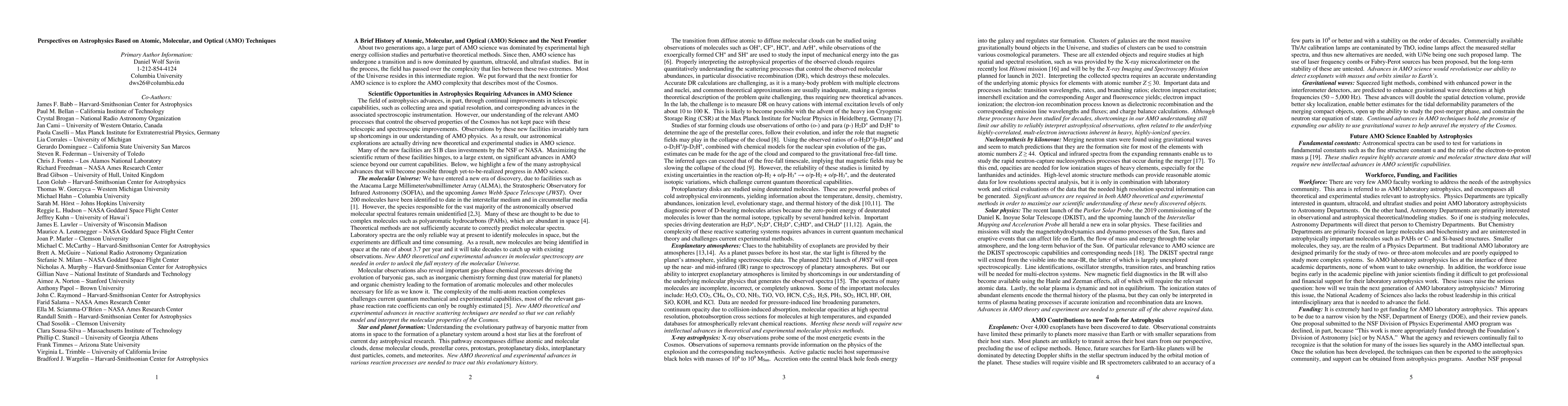 Thumbnail for Perspectives on Astrophysics Based on Atomic, Molecular, and Optical
  (AMO) Techniques