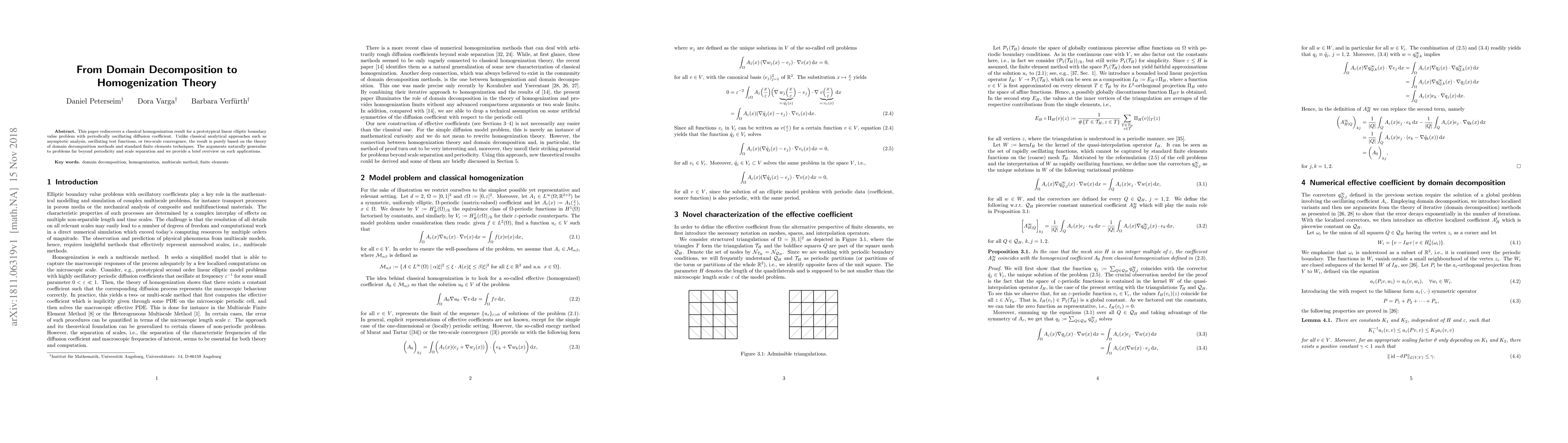 Thumbnail for From Domain Decomposition to Homogenization Theory