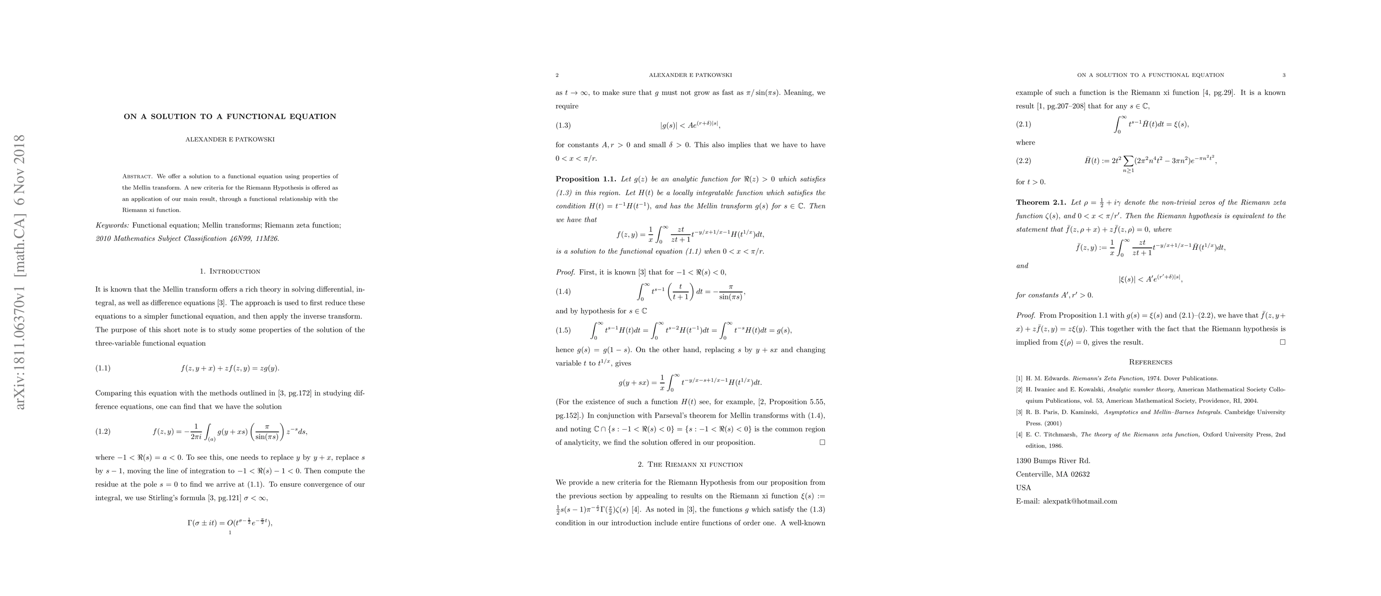 Thumbnail for On a solution to a functional equation