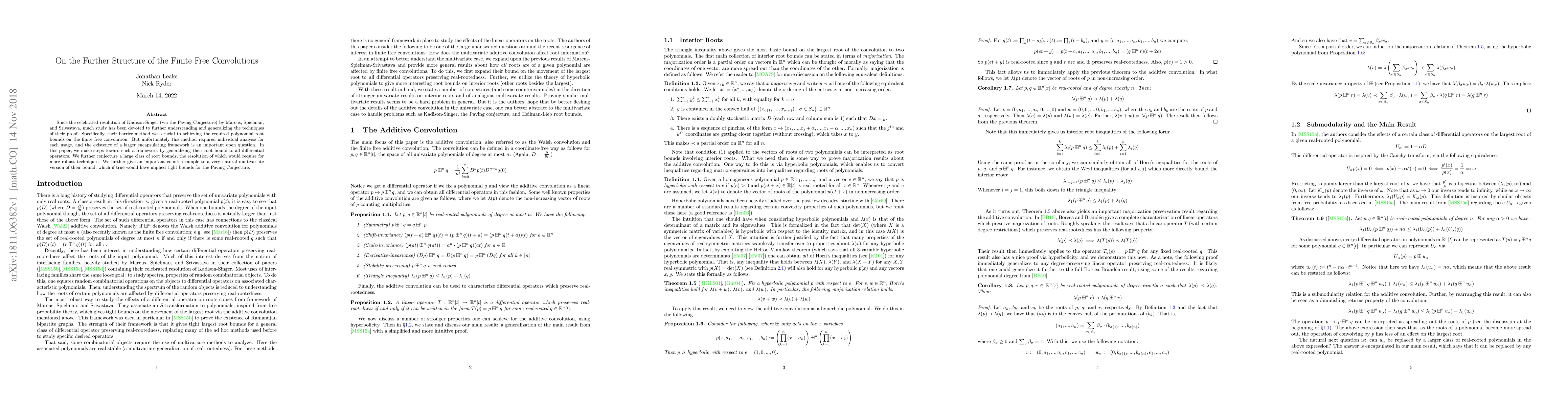 Thumbnail for On the Further Structure of the Finite Free Convolutions