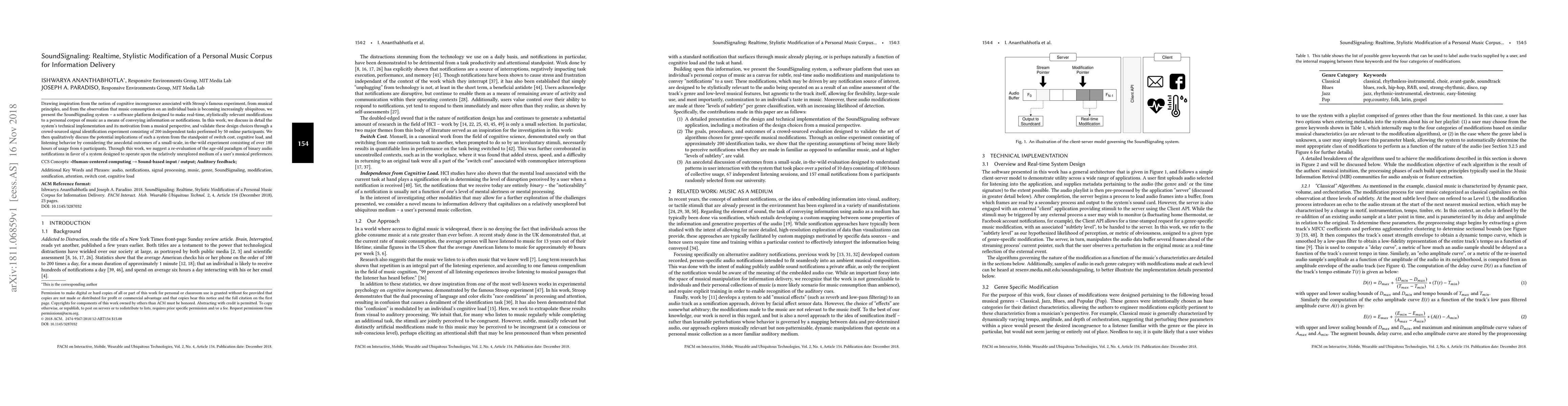 Thumbnail for SoundSignaling: Realtime, Stylistic Modification of a Personal Music
  Corpus for Information Delivery