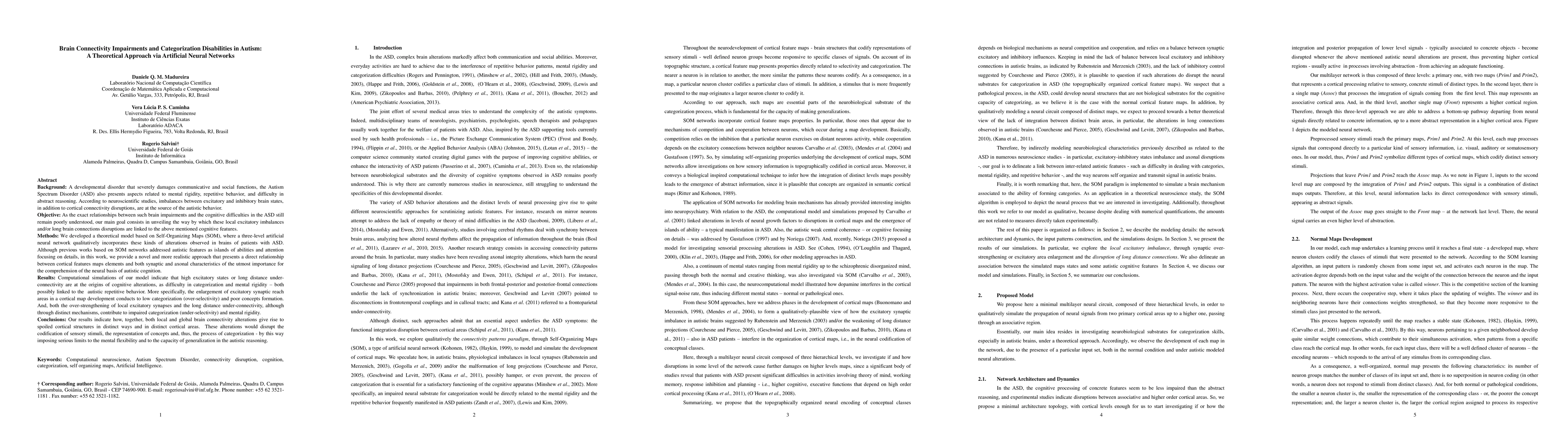 Thumbnail for Brain Connectivity Impairments and Categorization Disabilities in
  Autism: A Theoretical Approach via Artificial Neural Networks