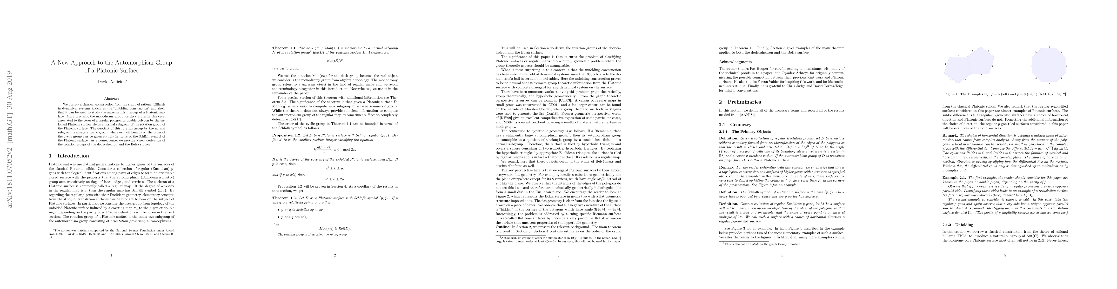 Thumbnail for A New Approach to the Automorphism Group of a Platonic Surface