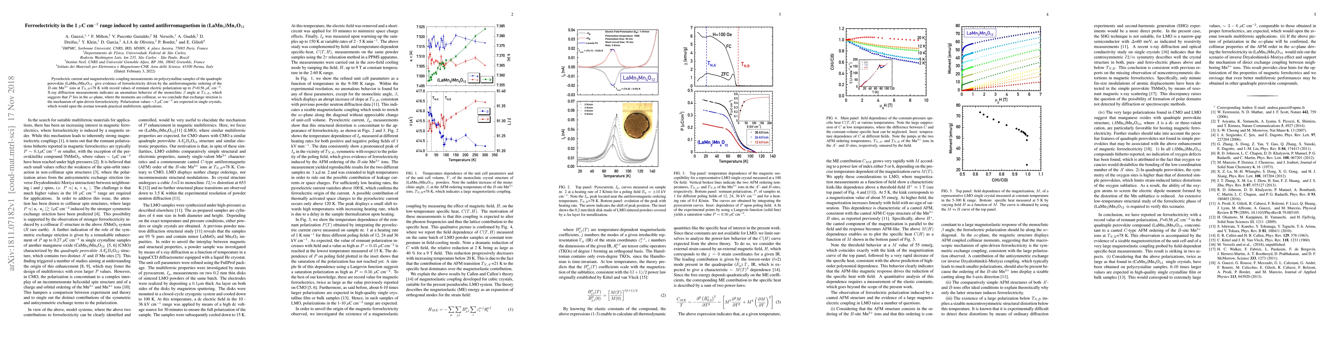 Thumbnail for Ferroelectricity in the 1 $\mu$C cm$^{-2}$ range induced by canted
  antiferromagnetism in (LaMn$_{3}$)Mn$_{4}$O$_{12}$