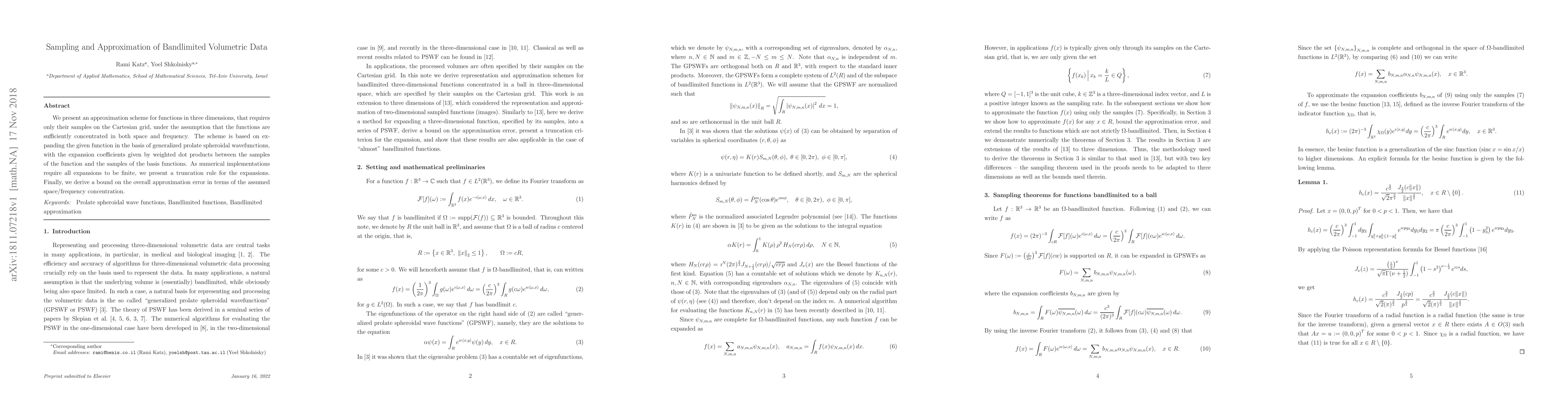 Thumbnail for Sampling and Approximation of Bandlimited Volumetric Data