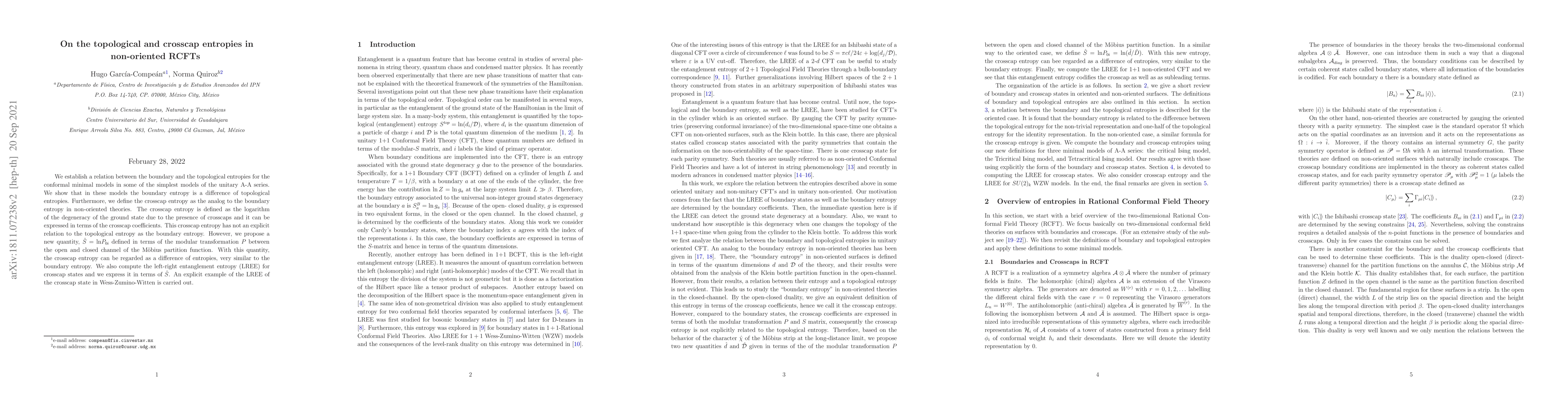 Thumbnail for On the topological and crosscap entropies in non-oriented RCFTs