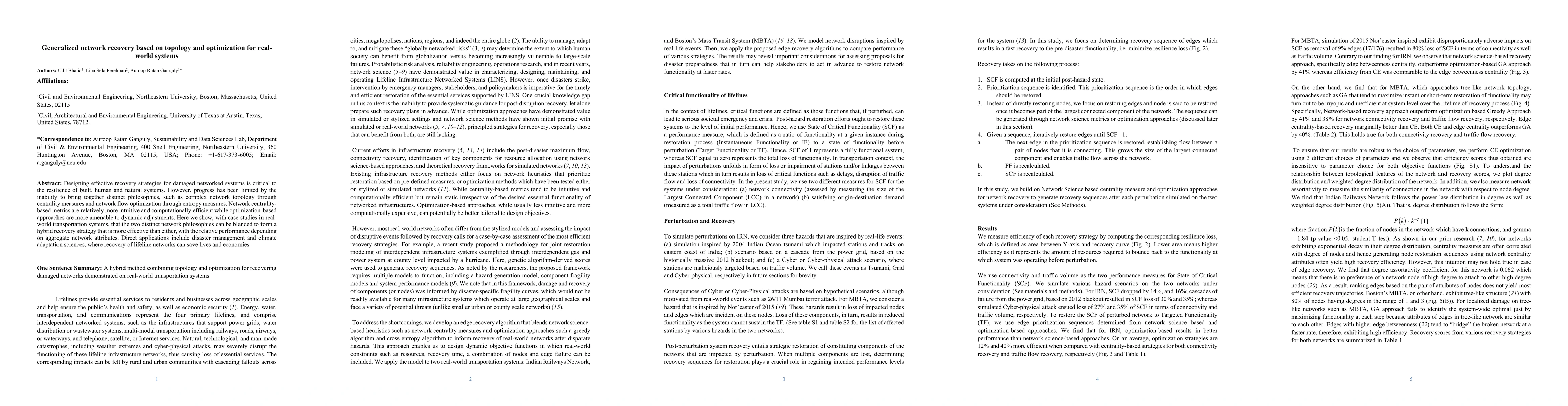 Thumbnail for Generalized network recovery based on topology and optimization for
  real-world systems