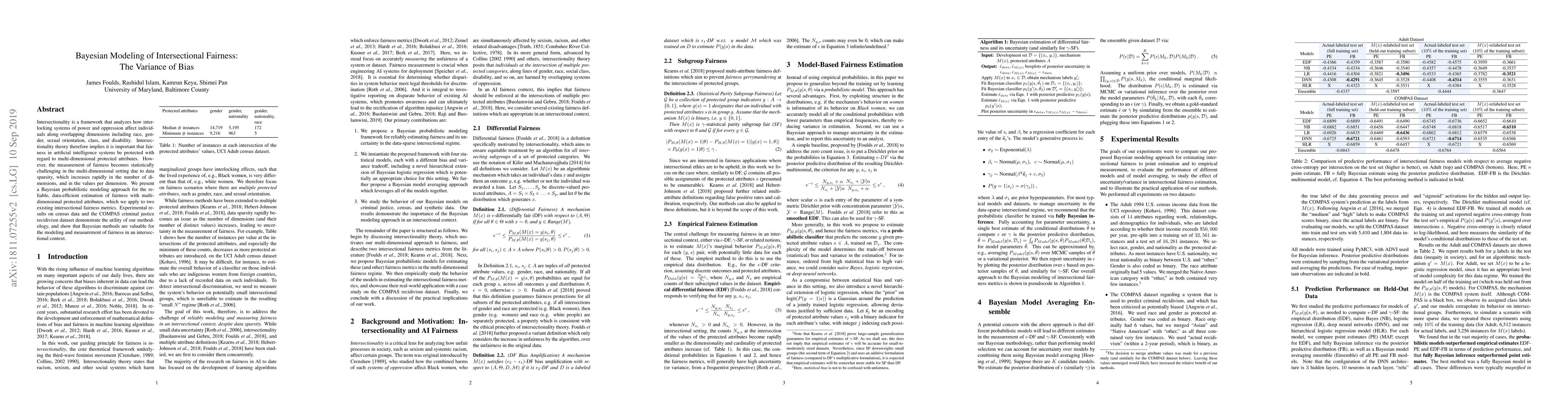 Thumbnail for Bayesian Modeling of Intersectional Fairness: The Variance of Bias