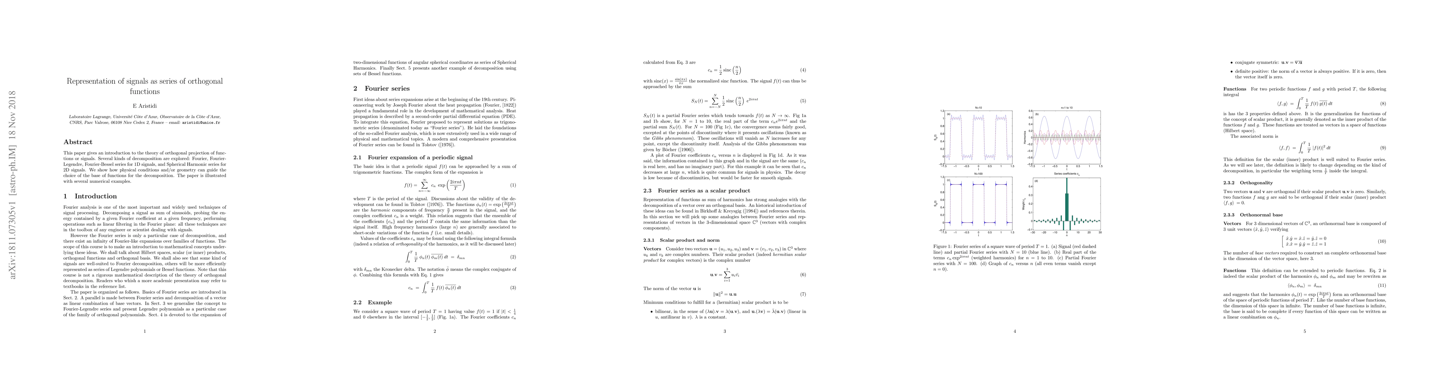 Thumbnail for Representation of signals as series of orthogonal functions