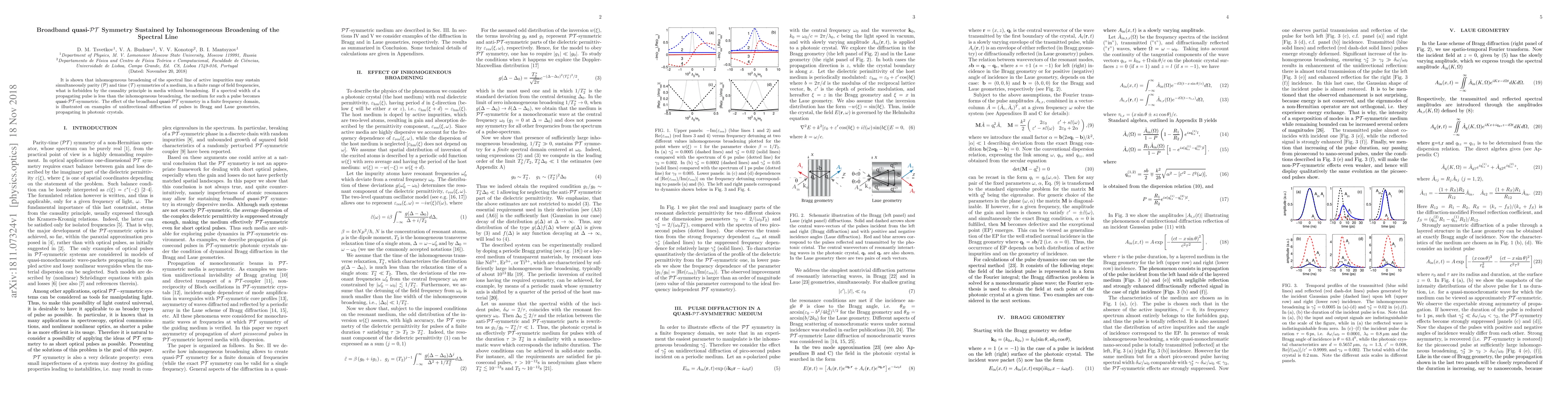 Thumbnail for Broadband quasi-PT Symmetry Sustained by Inhomogeneous Broadening of the
  Spectral Line