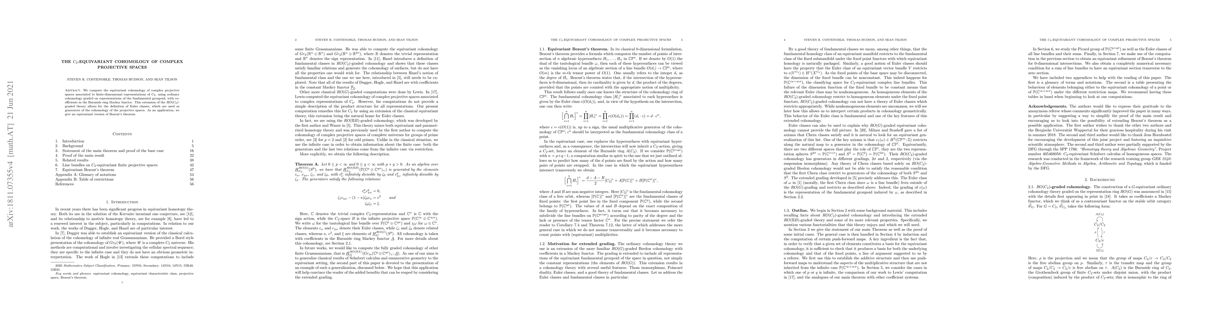 Thumbnail for The $C_2$-equivariant cohomology of complex projective spaces
