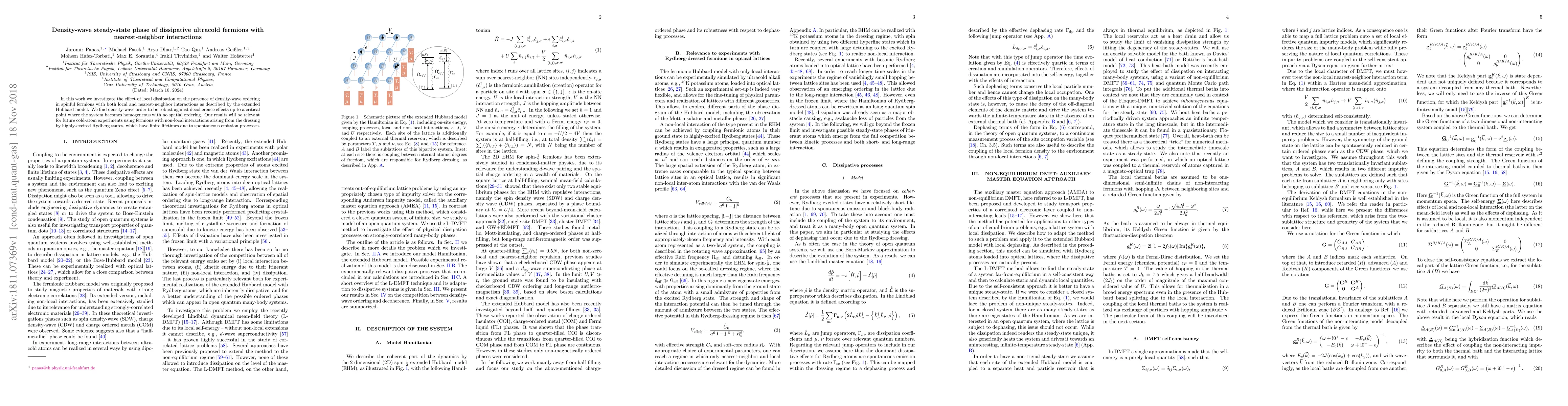 Thumbnail for Density-wave steady-state phase of dissipative ultracold fermions with
  nearest-neighbor interactions