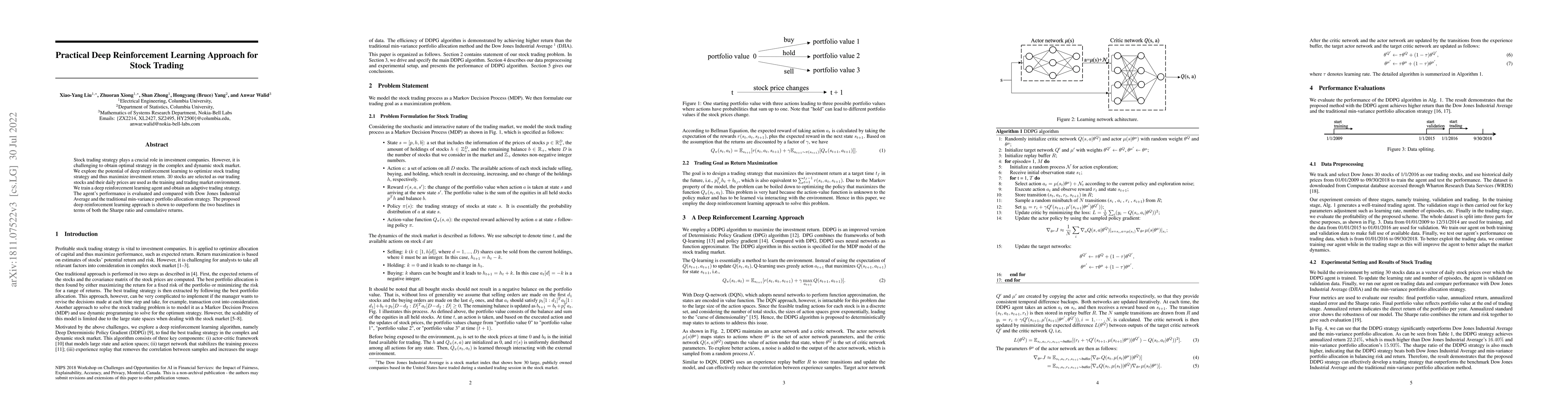 Thumbnail for Practical Deep Reinforcement Learning Approach for Stock Trading