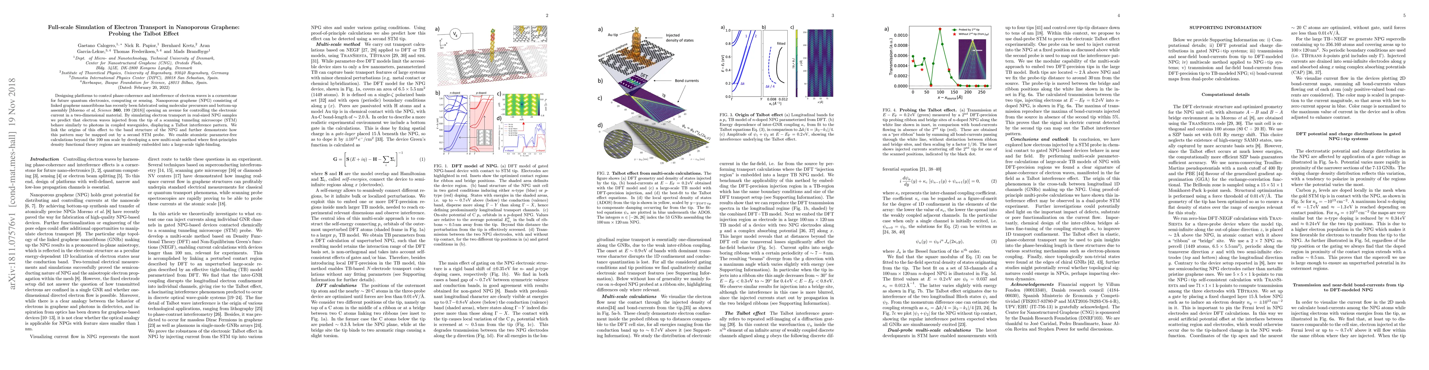Thumbnail for Full-scale Simulation of Electron Transport in Nanoporous Graphene:
  Probing the Talbot Effect