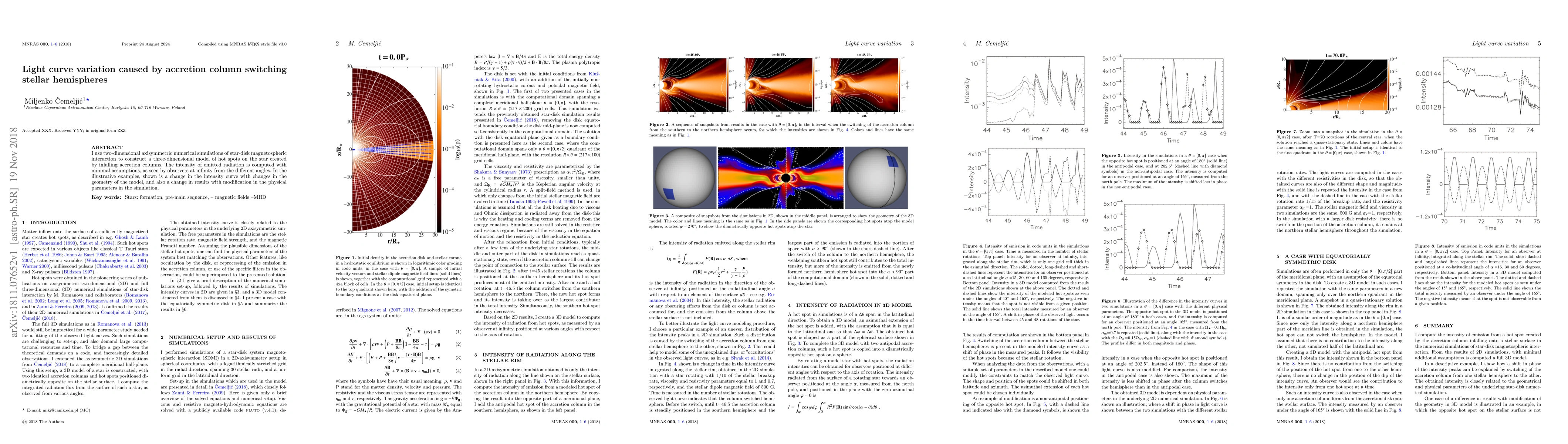 Thumbnail for Light curve variation caused by accretion column switching stellar
  hemispheres