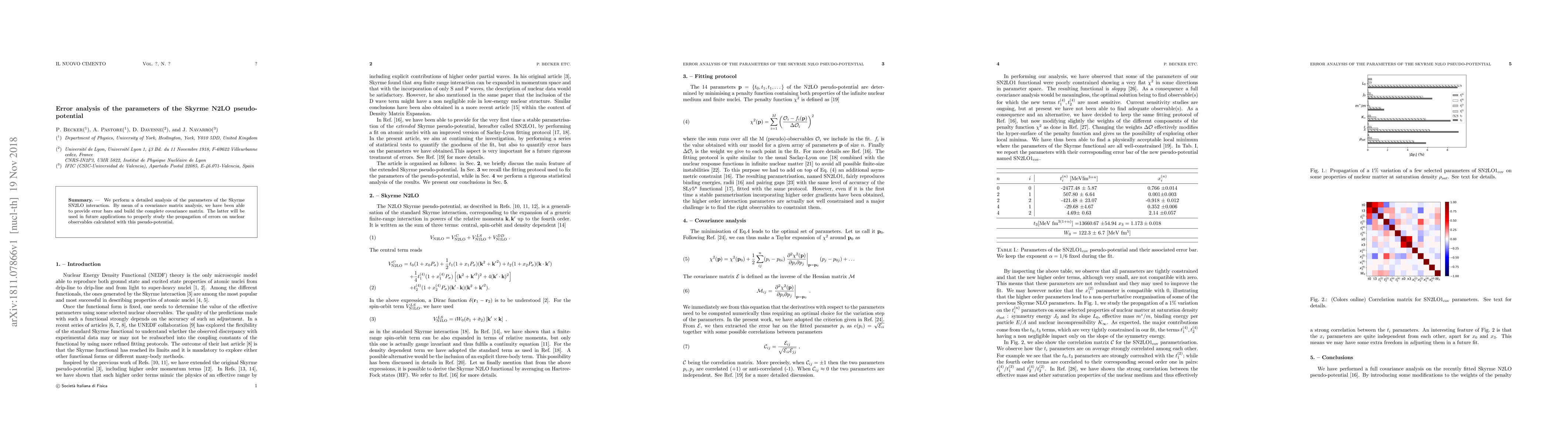 Thumbnail for Error analysis of the parameters of the Skyrme N2LO pseudo-potential