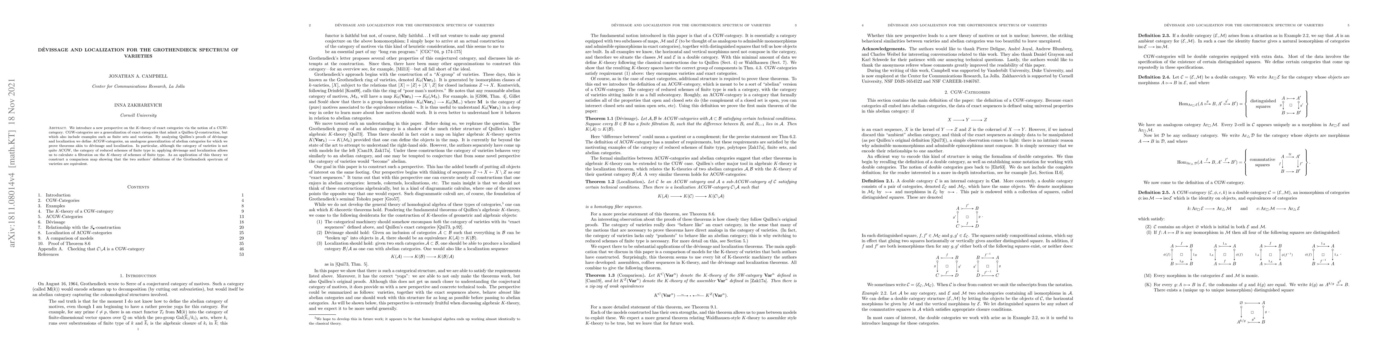 Thumbnail for Devissage and Localization for the Grothendieck Spectrum of Varieties