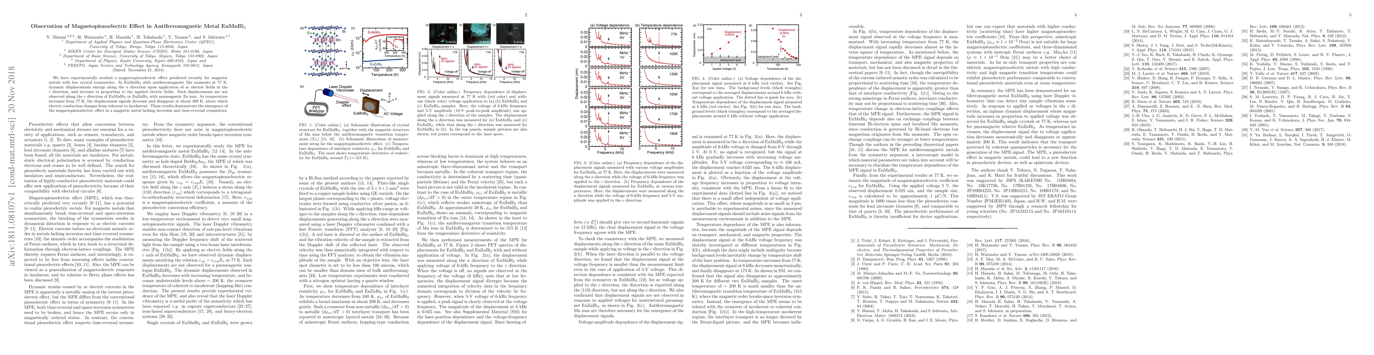 Thumbnail for Observation of Magnetopiezoelectric Effect in Antiferromagnetic Metal
  EuMnBi2