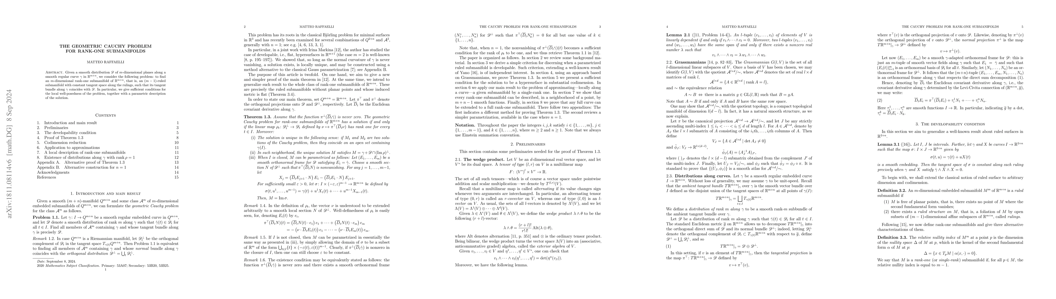 Thumbnail for The geometric Cauchy problem for rank-one submanifolds