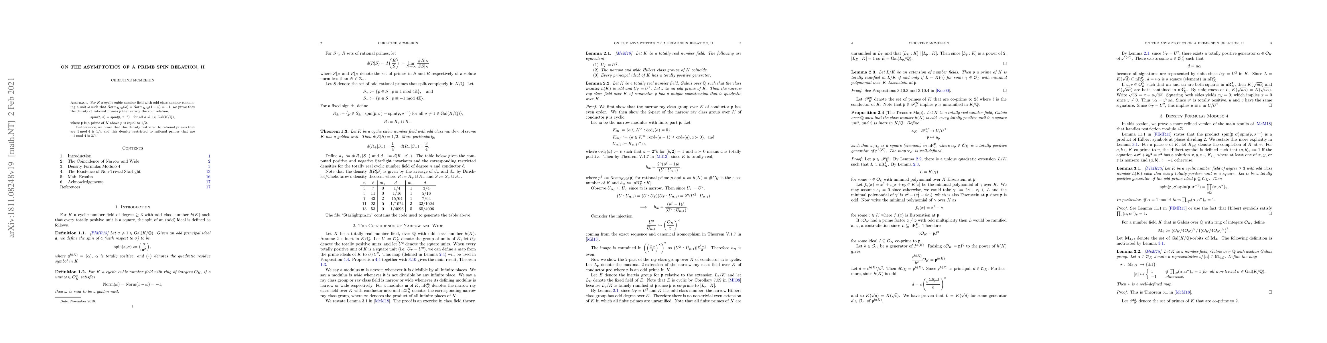 Thumbnail for On the Asymptotics of a Prime Spin Relation II