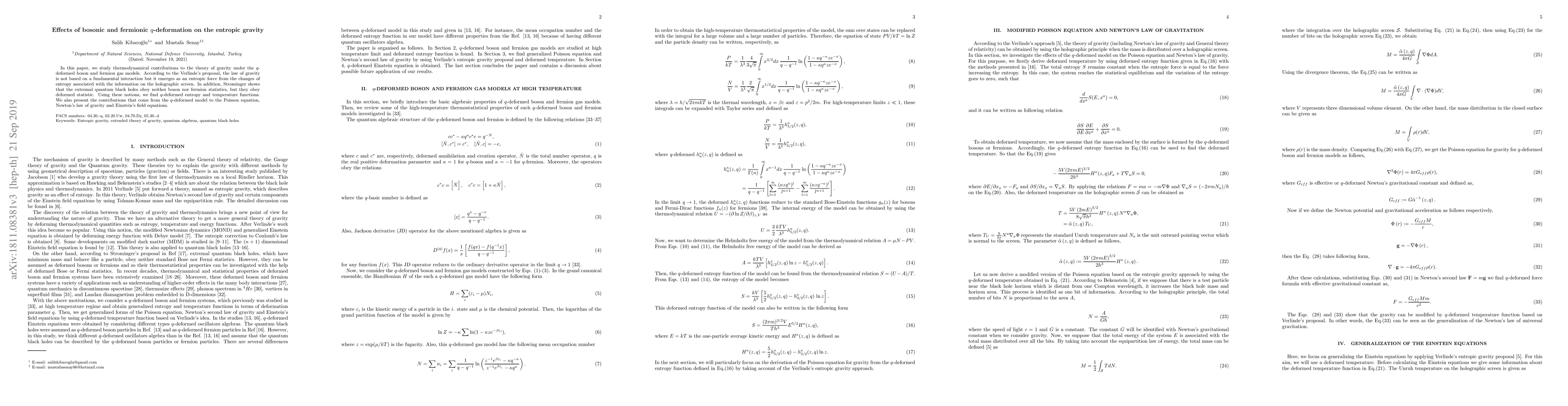 Thumbnail for Effects of bosonic and fermionic $q$-deformation on the entropic gravity