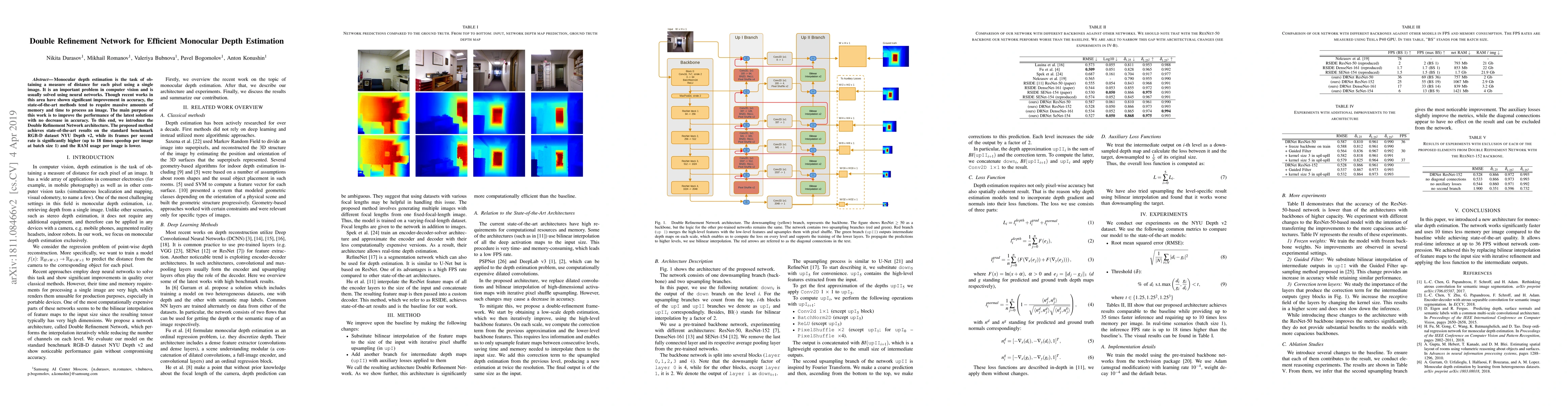 Thumbnail for Double Refinement Network for Efficient Indoor Monocular Depth
  Estimation