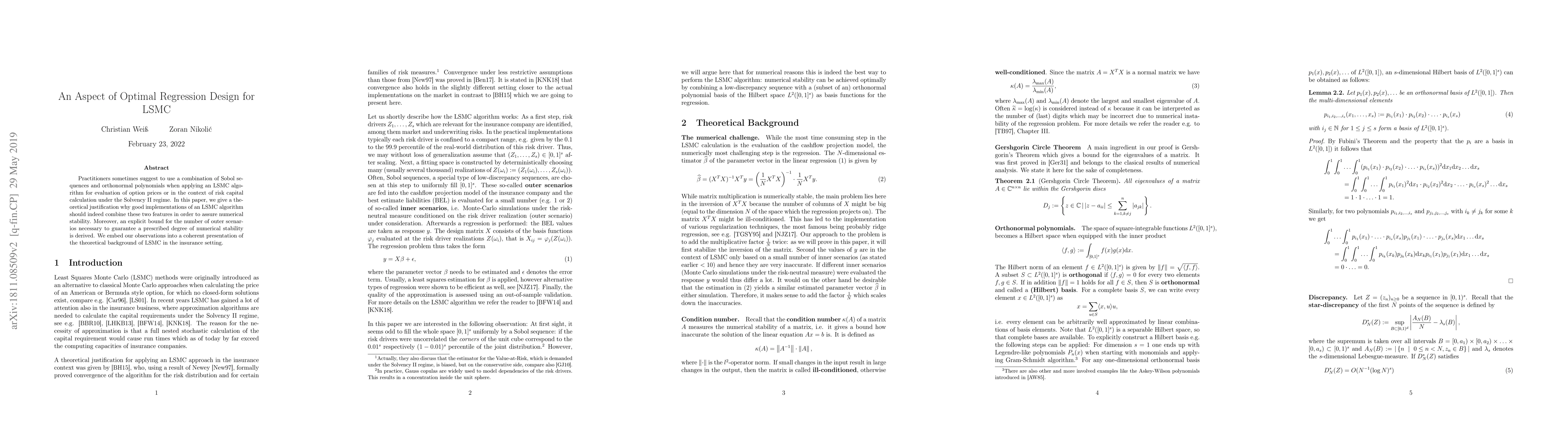 Thumbnail for An Aspect of Optimal Regression Design for LSMC